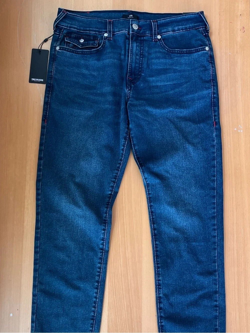 True Religion Men’s Slim Straight Jeans in Dark Blue